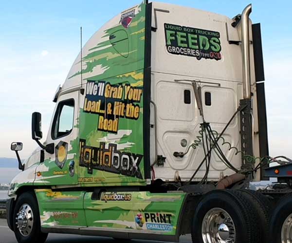 liquid- box truck on the road